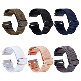 6Pcs 6 Colors Nylon Watch Bands, with Plastic Buckle
