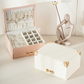 Caja de joyería de cuero de imitación, Para el colgante, caja de embalaje de anillo y pulsera