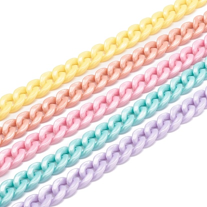 Eyeglasses Chains, Neck Strap for Eyeglasses, with Opaque Acrylic Cable Chains and Rubber Loop Ends, Golden