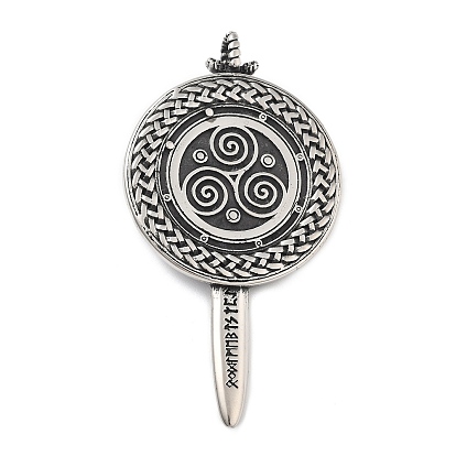 304 из нержавеющей стали большие кулоны, амулет в виде щита-трискеле и рунического меча