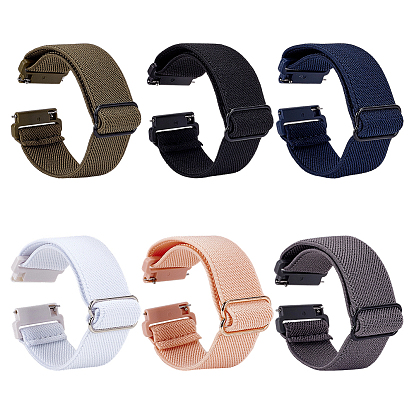 6Pcs 6 Colors Nylon Watch Bands, with Plastic Buckle