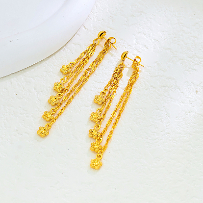 Серьги-гвоздики с кисточками из латуни, реальный 18 k позолоченный