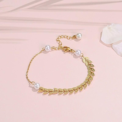 Браслеты из нержавеющей стали и пластика с жемчужинами для женщин, реальный 18 k позолоченный