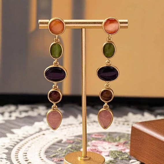 Серьги-гвоздики из сплава смолы овальной формы с каплевидной формой