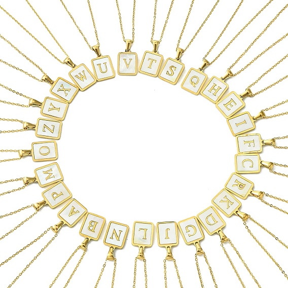 Прямоугольник с ионным покрытием (IP) и буквой 304 колье с подвеской из нержавеющей стали, белый корпус, реальный 18 k позолоченный