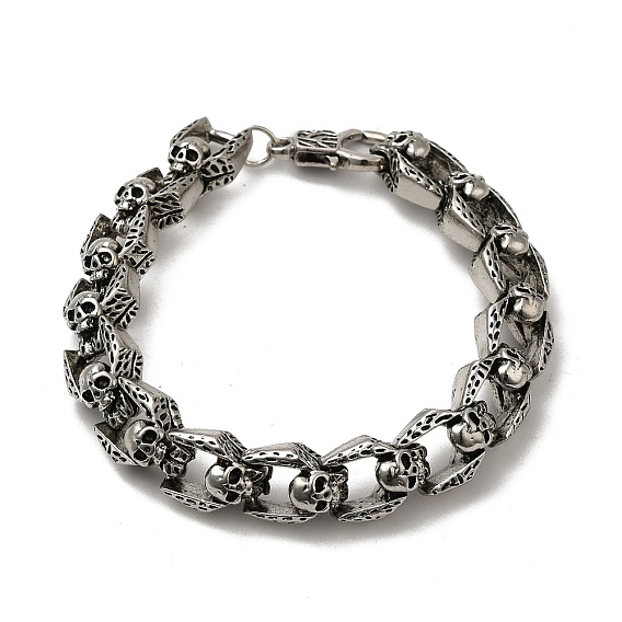 Tibetan Style Alloy Skull Link Chain Bracelet for Men