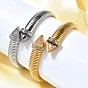 304 эластичные браслеты из нержавеющей стали для женщин, со стразами