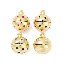 Brass Micro Pave Cubic Zirconia Locket Pendants, with Enamel, Lead Free & Cadmium Free, Long-Lasting Plated, Round, with Jump Ring, Real 18K Gold Plated