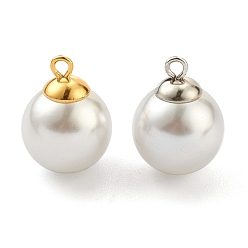 304 Stainless Steel Charms, with White Plastic Imitation Pearl Beads