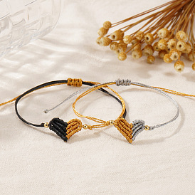 Плетеные браслеты из полиэфирного и синтетического волокна для женщин, сердце