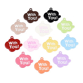 Подвески из сплава, окрашенного распылением, и эмали, облако со словом с тобой