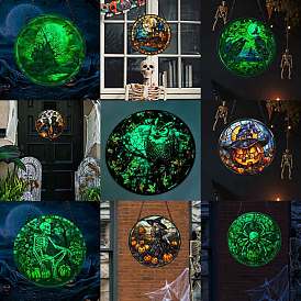 Halloween Acrylic Party Decoration, with Iron Chain & Suction Cup, Luminous Glow in the Dark, for Home Wall Hanging, Garden & Home Decorations