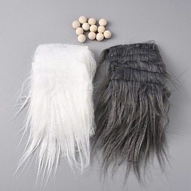 Barbe de costume de barbe de gnome en laine artificielle, décorations de fête et de fête, avec des perles en bois  