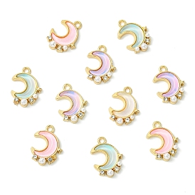 10шт. подвески из сплава стекла, луна, с rhinestone & abs имитация жемчужные бусины, стойки покрытие, без кадмия, без никеля и без свинца