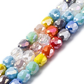 Гальванические непрозрачные стеклянные бусины, рондель, граненые