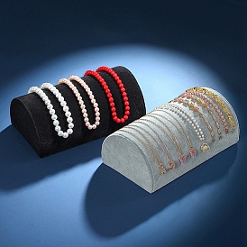 Expositor semicircular de collar de terciopelo, Soporte organizador de joyas para almacenamiento de colgantes., oval