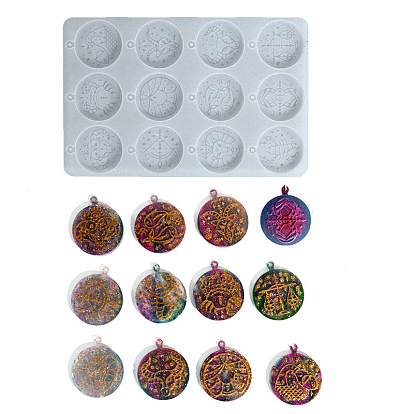 Силиконовые формы для подвесок пищевого класса своими руками, формы для литья смолы, плоско-круглые, знак зодиака