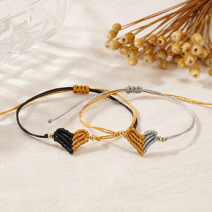 Плетеные браслеты из полиэфирного и синтетического волокна для женщин, сердце