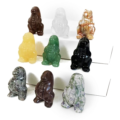 Gemstone Carved Dinosaur Statue, Reiki Stone for Home Office Desktop Feng Shui Decoration