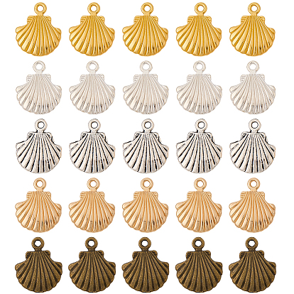 60 шт 5 цвета подвески из сплава в тибетском стиле, подвески в форме ракушек