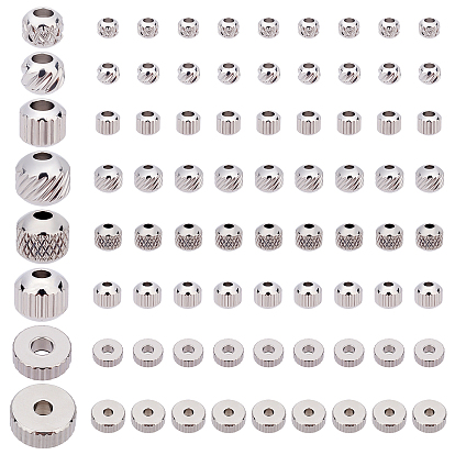 80 pièces 8 style 201 perles en acier inoxydable, , disque/plat rond & rond