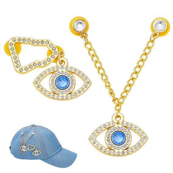 Цепочка со стразами из сплава глаз, булавки для броши, с железом и стеклом