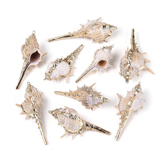 Подвески из натуральных морских ракушек, покрытые методом гальванического покрытия, подвески в форме ракушек, с медными петлями, золотые