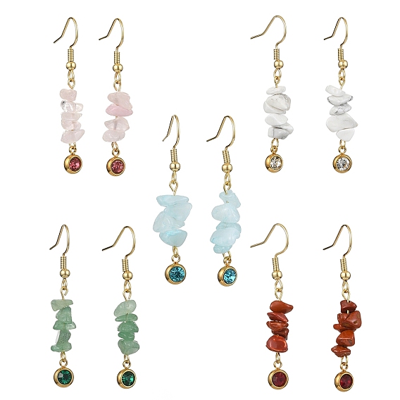 Natural & Synthetic Mixed Gemstone Chips Dangle Earrings for Women