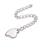 304 Stainless Steel Chain Extender, Curb Chain, with 202 Stainless Steel Charms, Heart