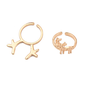 Christmas Deer Alloy Open Cuff Rings for Women