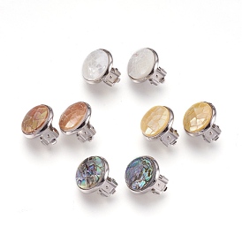 Серьги-клипсы, с латунной фурнитурой платинового цвета, полукруглый