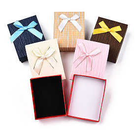 Cajas de sistema de la joyería de cartón, con la esponja en el interior, Rectángulo con bowknot