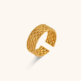 Retro Knitted Ring - Minimalist Stainless Steel 18K Gold Plated Jewelry