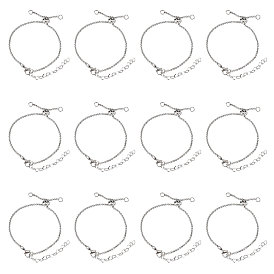12 piezas 304 Fabricación de pulseras deslizantes de cadena rolo de acero inoxidable / pulseras bolo