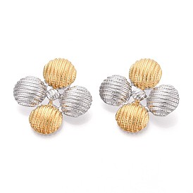 304 из нержавеющей стали серьги, двухцветный цветок, ионное покрытие (ip)