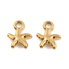Ion Plating(IP) 304 Stainless Steel Charms, Starfish Charm