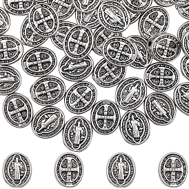 60шт. овальные бусины из сплава в тибетском стиле, с Иисусом и крест, на Пасху