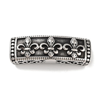 Тибетский стиль 304 подвески-ползунки из нержавеющей стали/бусины-ползунки, для изготовления кожаных браслетов, Прямоугольник с Флер-де-Лис