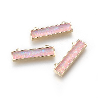 Synthetic Opal Pendants, with Brass Findings, Rectangle