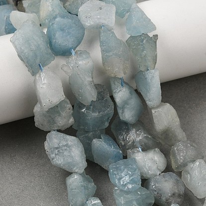 Raw Rough Natural Aquamarine Beads Strands, Nuggets