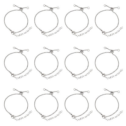 12 piezas 304 Fabricación de pulseras deslizantes de cadena rolo de acero inoxidable / pulseras bolo