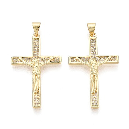 Религиозные латунные подвески с микропаве из прозрачного кубического циркония, крест с подвесками Иисуса