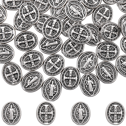 60шт. овальные бусины из сплава в тибетском стиле, с Иисусом и крест, на Пасху