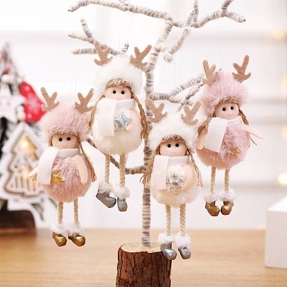 Cloth & Foam Angel Girl Doll Pendant Decorations, for Christmas Tree Hanging Ornaments