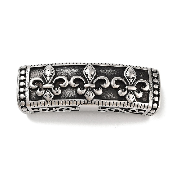 Тибетский стиль 304 подвески-ползунки из нержавеющей стали/бусины-ползунки, для изготовления кожаных браслетов, Прямоугольник с Флер-де-Лис