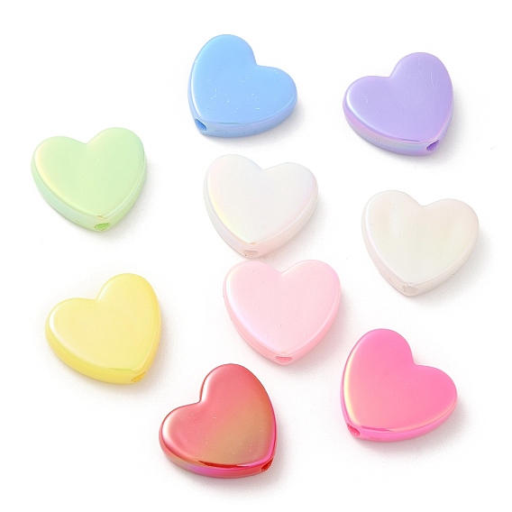 Непрозрачные акриловые бусины с УФ-покрытием, радужный, сердце