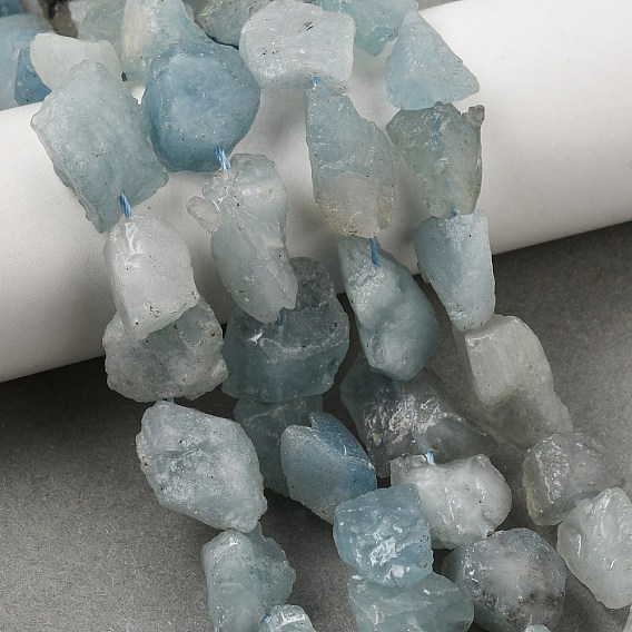 Raw Rough Natural Aquamarine Beads Strands, Nuggets
