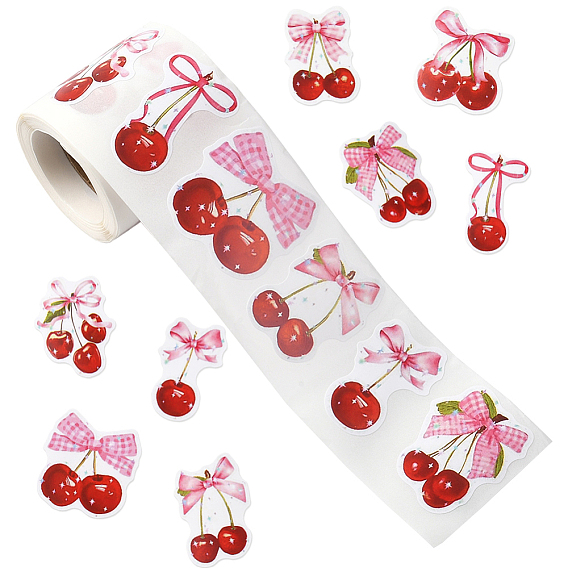 Наклейки рулон, самоклеящиеся этикетки из вишневой бумаги, декоративные наклейки для подарков, вечеринка