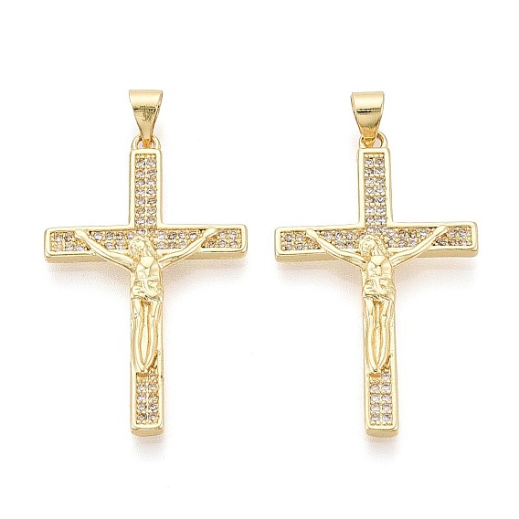 Религиозные латунные подвески с микропаве из прозрачного кубического циркония, крест с подвесками Иисуса