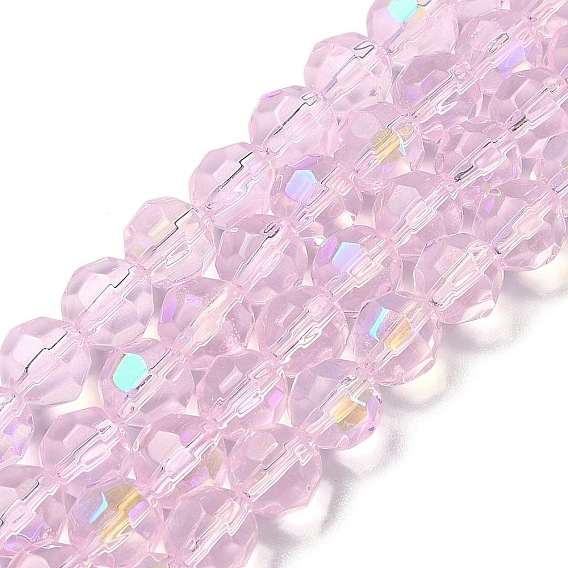 Стеклянные бусины с гальваническим покрытием , с покрытием AB цвета, граненые, круглые